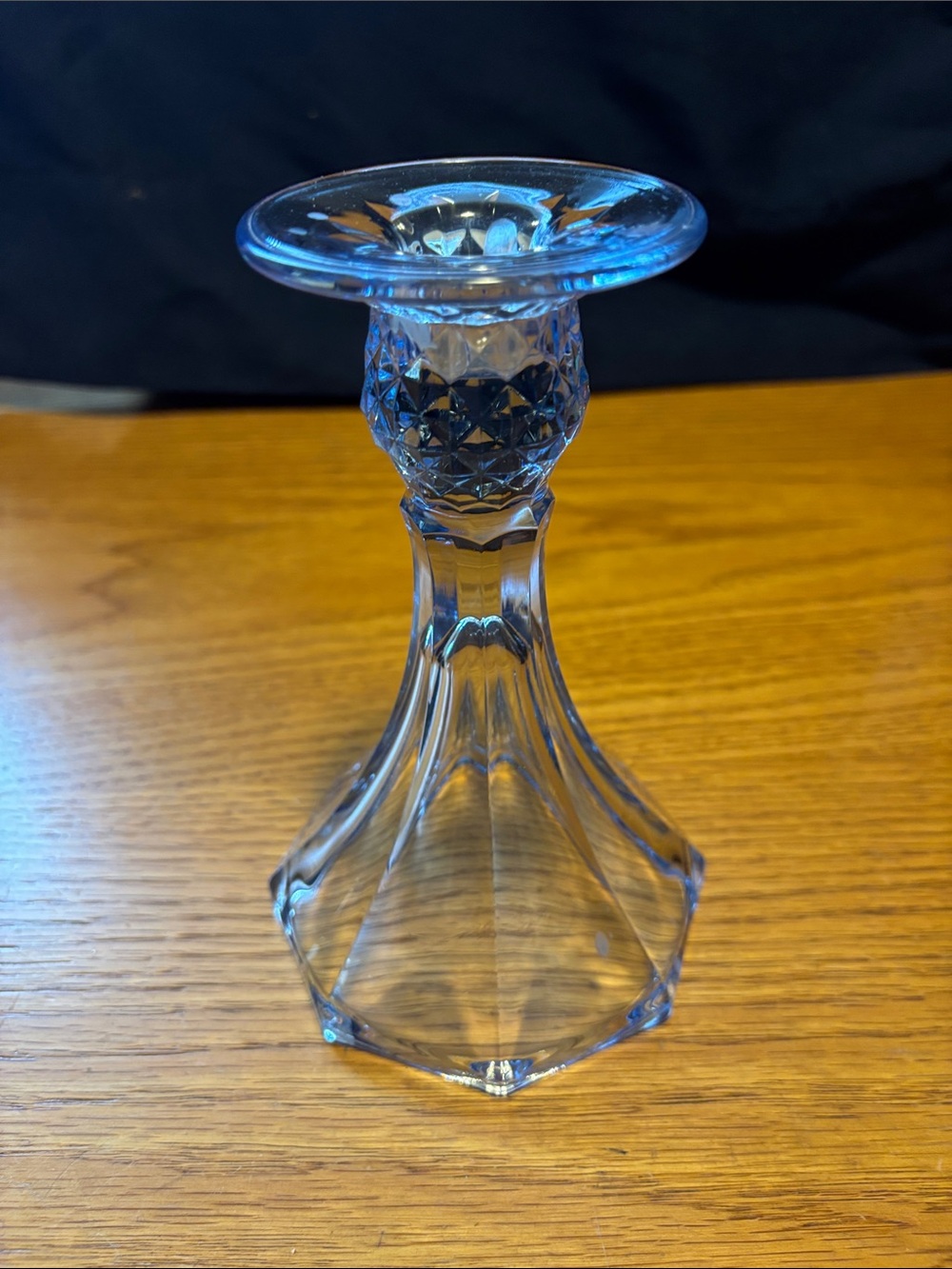Baby Blue Pressed Glass Candlestick Holder